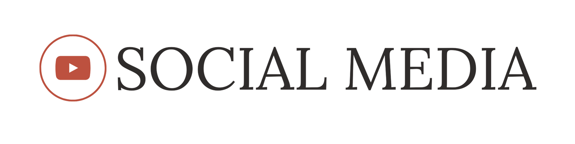 Logo with a red circular outline containing a red play button icon, followed by the text 'SOCIAL MEDIA' in black capital letters.