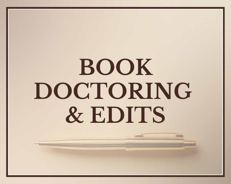 Cover page with the text 'Book Doctoring & Edits' and a pen below the text.