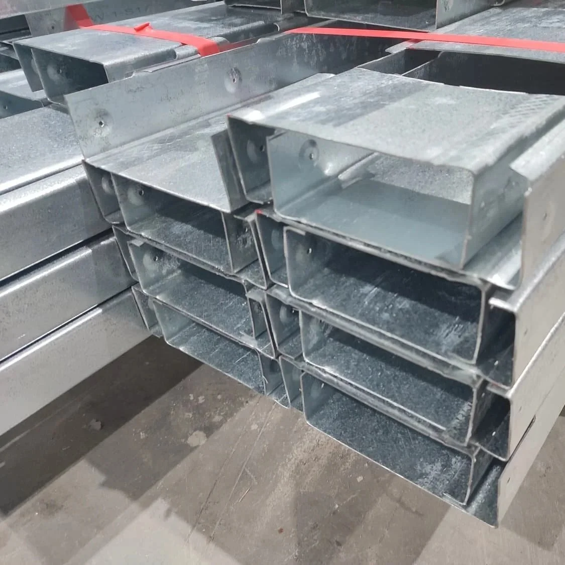 Close up of edge of steel frame