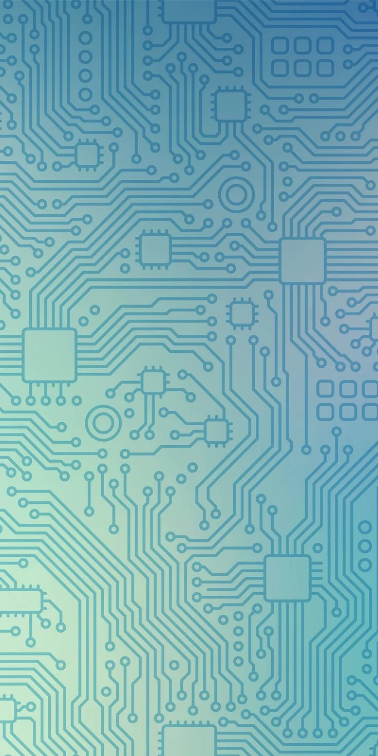 Close-up of a computer circuit board with interconnected pathways and microchips.