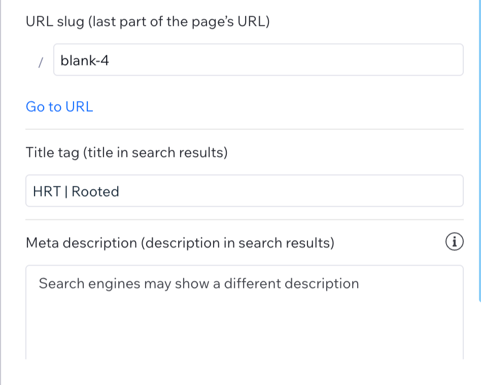 Rooted meta description example for SEO