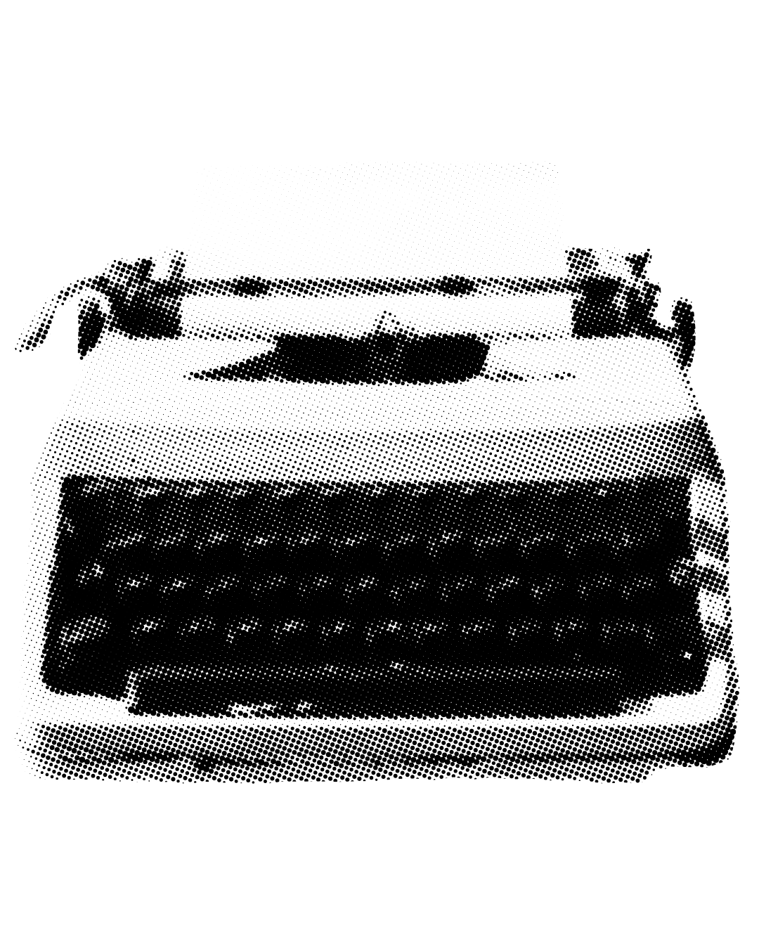 Black and white halftone illustration of typewriter.