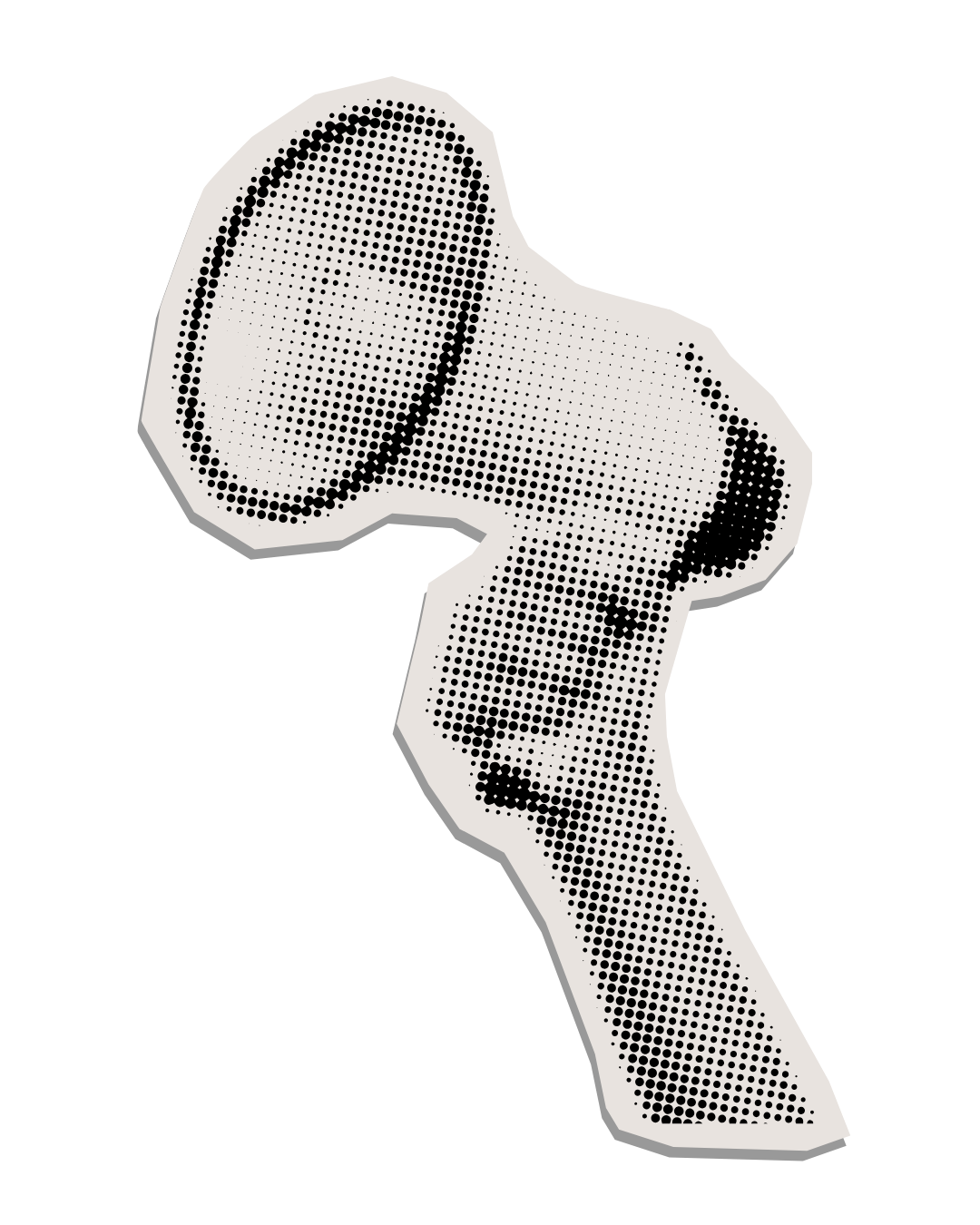Illustration of a microphone with a halftone dot style, mainly in black and white.