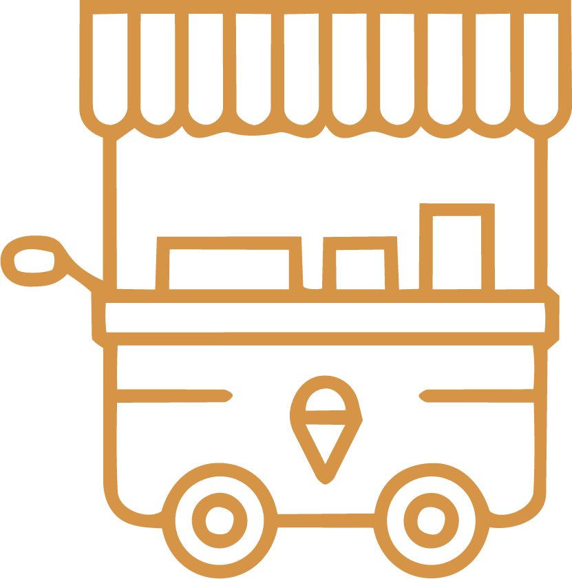 Geometric drawing of an outline square with sections divided by vertical, horizontal, and circle lines.