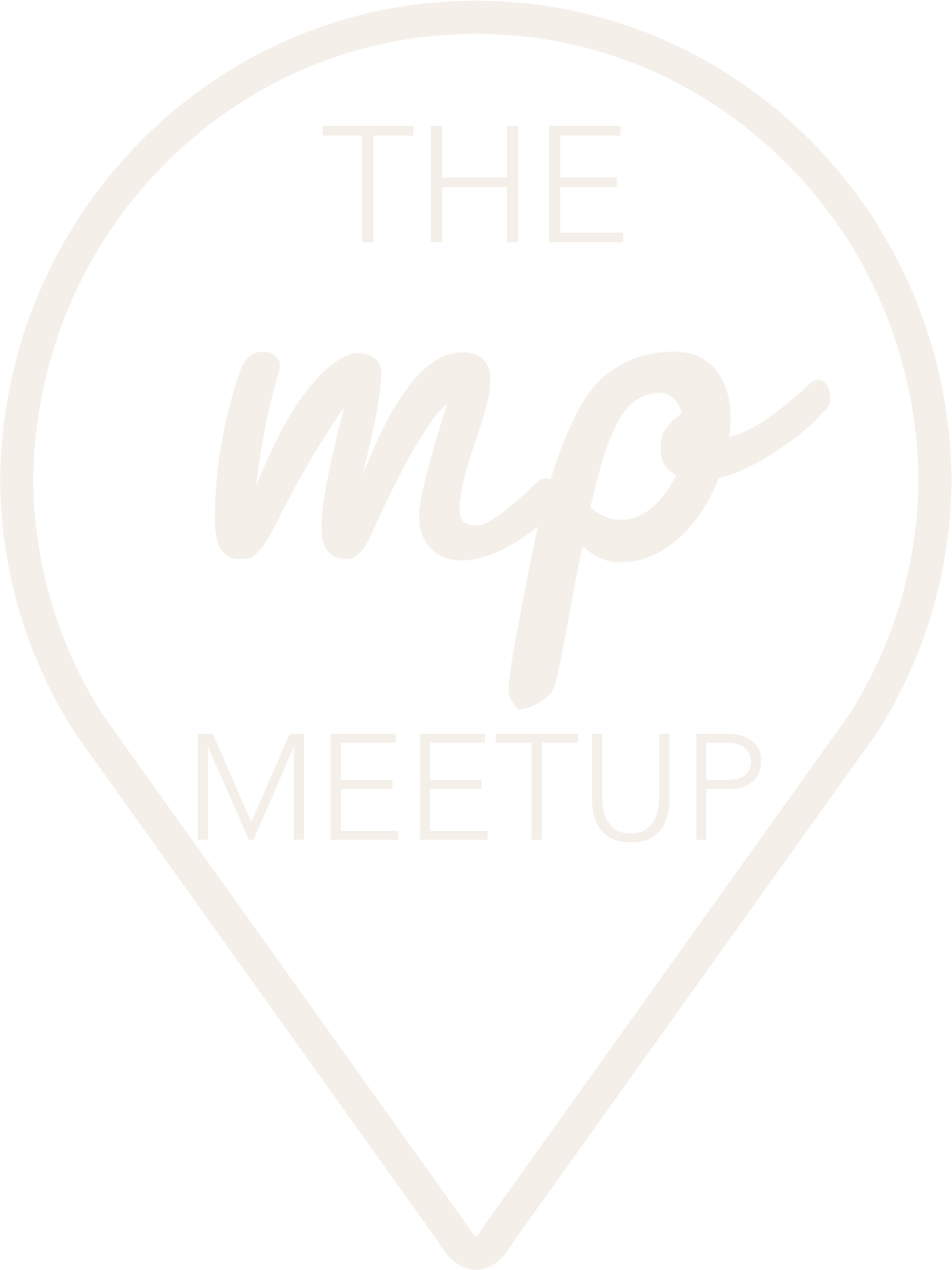 Logo for The Mo Meetup featuring a black background, white outline of a map marker, and the words "The Mo Meetup" inside the marker.