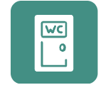 Public restroom door with 'WC' sign