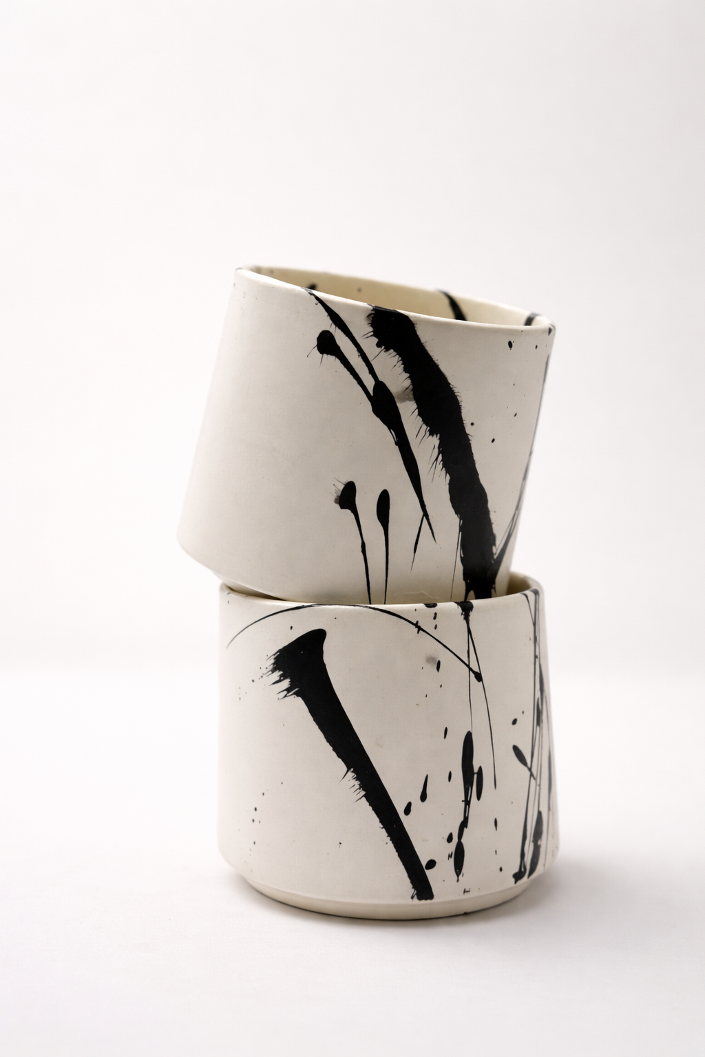 Artisan Black Ink Porcelain Cups