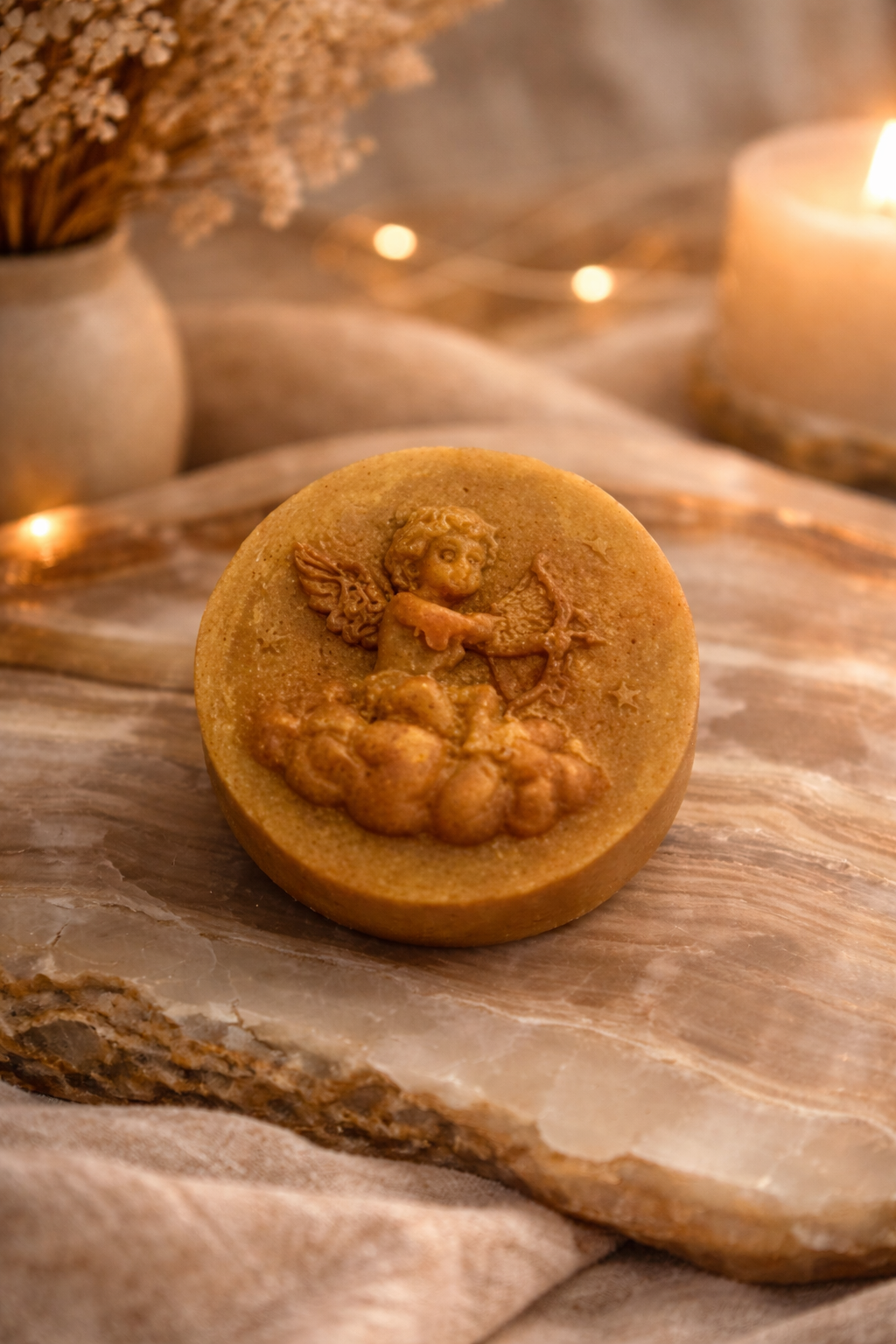 Golden Glencolmcille Beeswax Cherub Candle