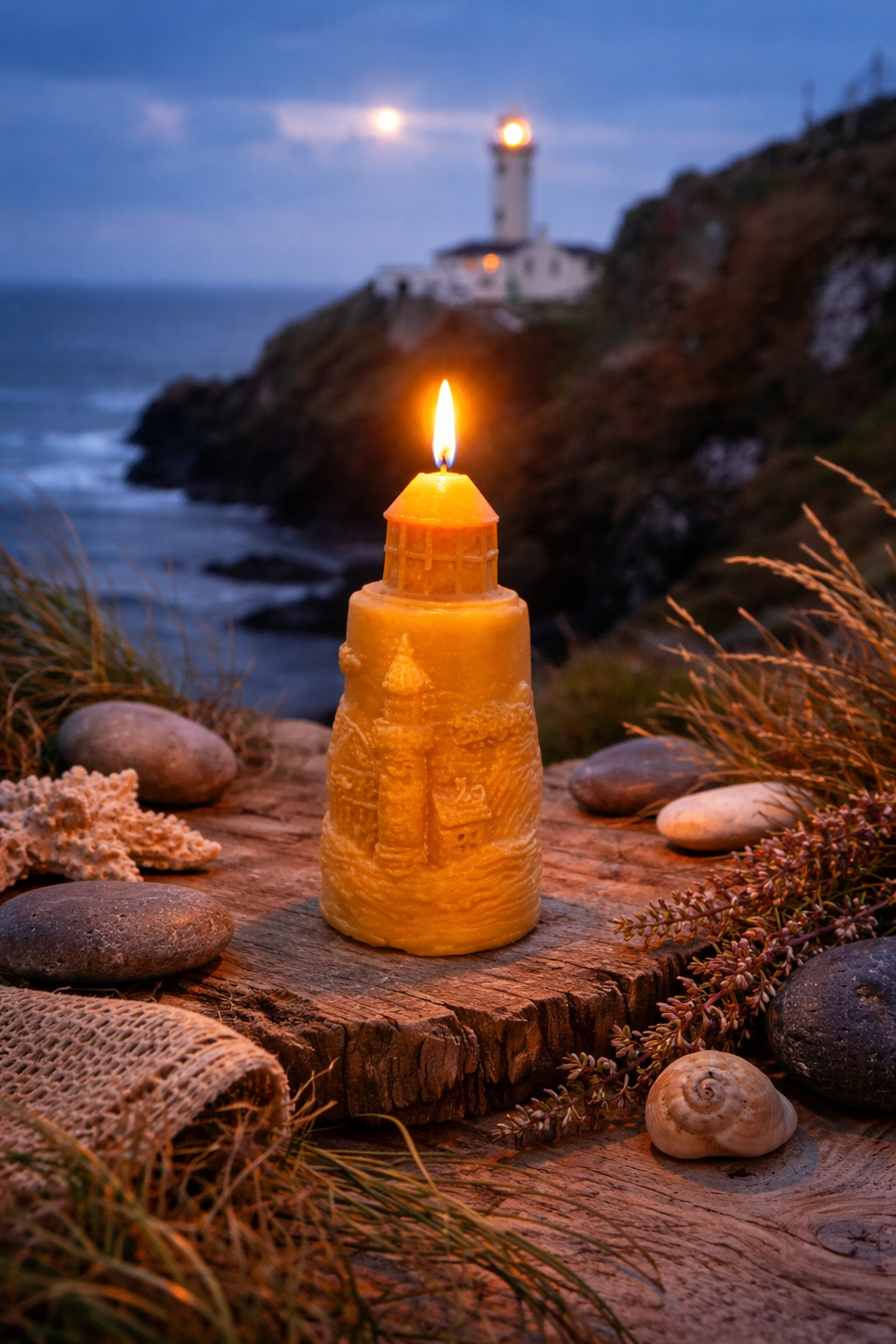 Fanad Lighthouse Golden Glow Beeswax Candle
