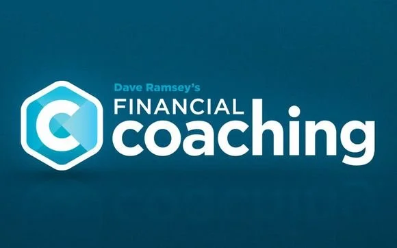 Logo for Dave Ramsey's Financial Coaching with a hexagon icon and bold text.