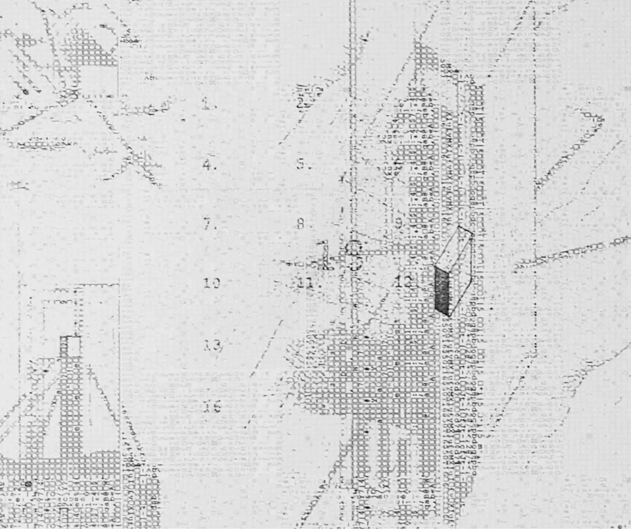 Une image de style ASCII art représentant un visage humain avec des détails stylisés.