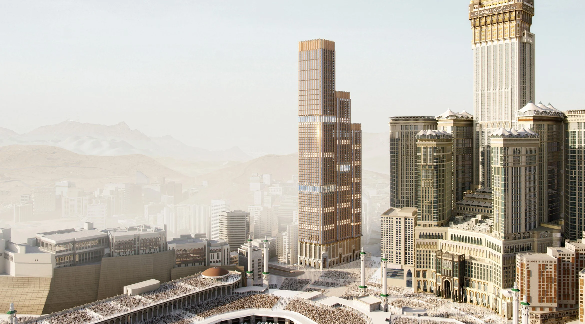 Urban context of the Ritz-Carlton Residences development adjacent to Al-Haram, illustrating the project’s positioning within Makkah’s evolving skyline and pilgrimage infrastructure.