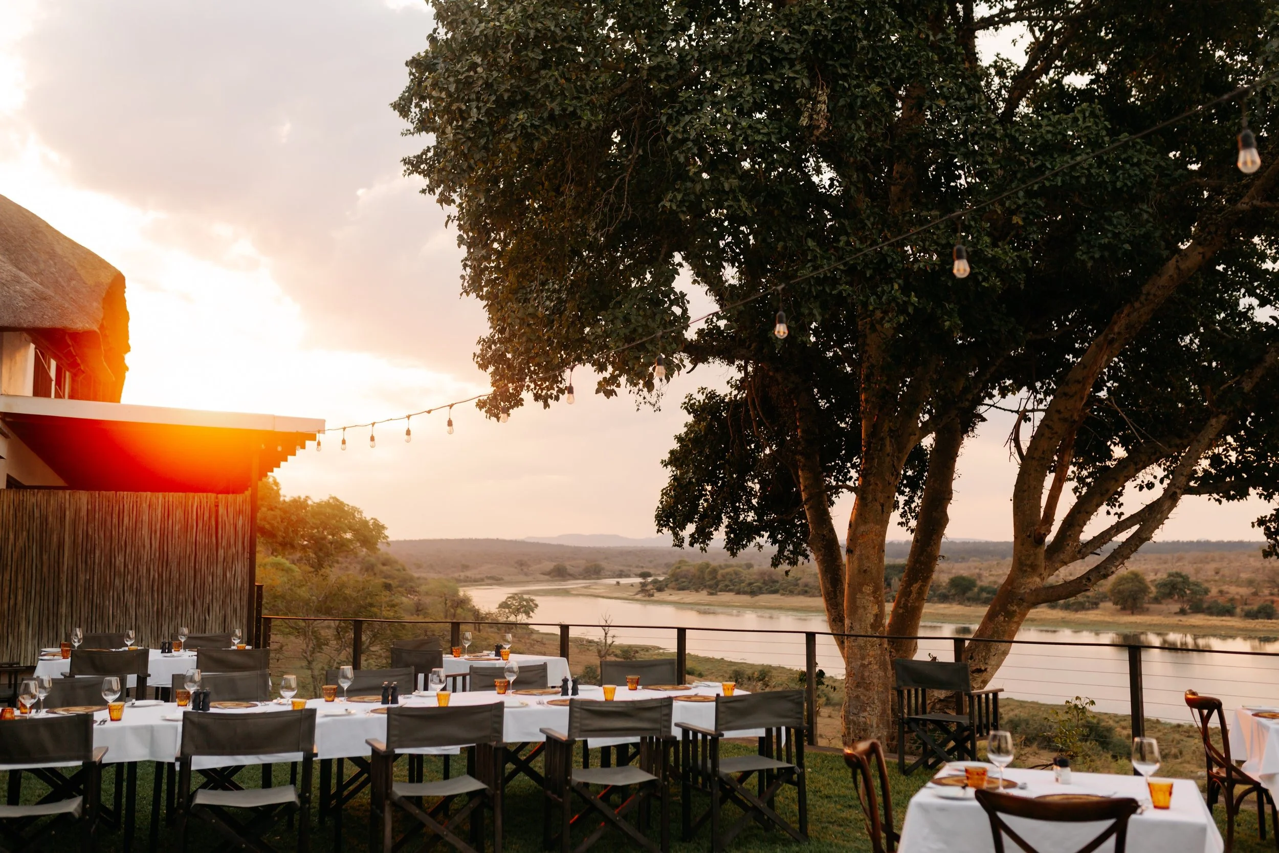 Al Fresco dining looking over the crocodile river and Kruger National Park