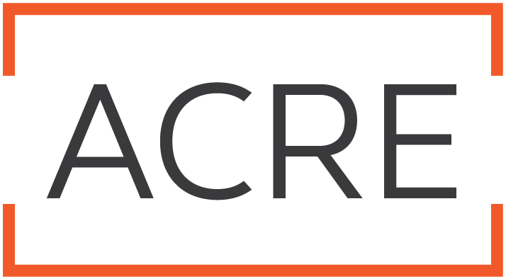 ACRE logo (the letters ACRE surrounded by orange brackets on the top and bottom)