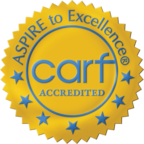 CARF Accreditation badge for Medical Alternatives Inc. TBI residential program