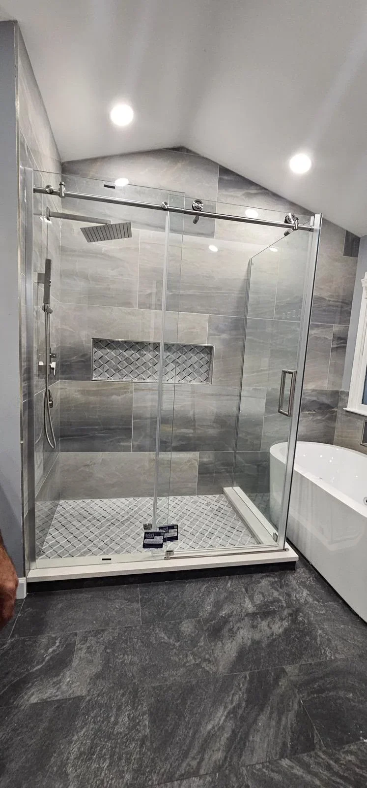 Modern walk-in shower remodel in Atlanta.