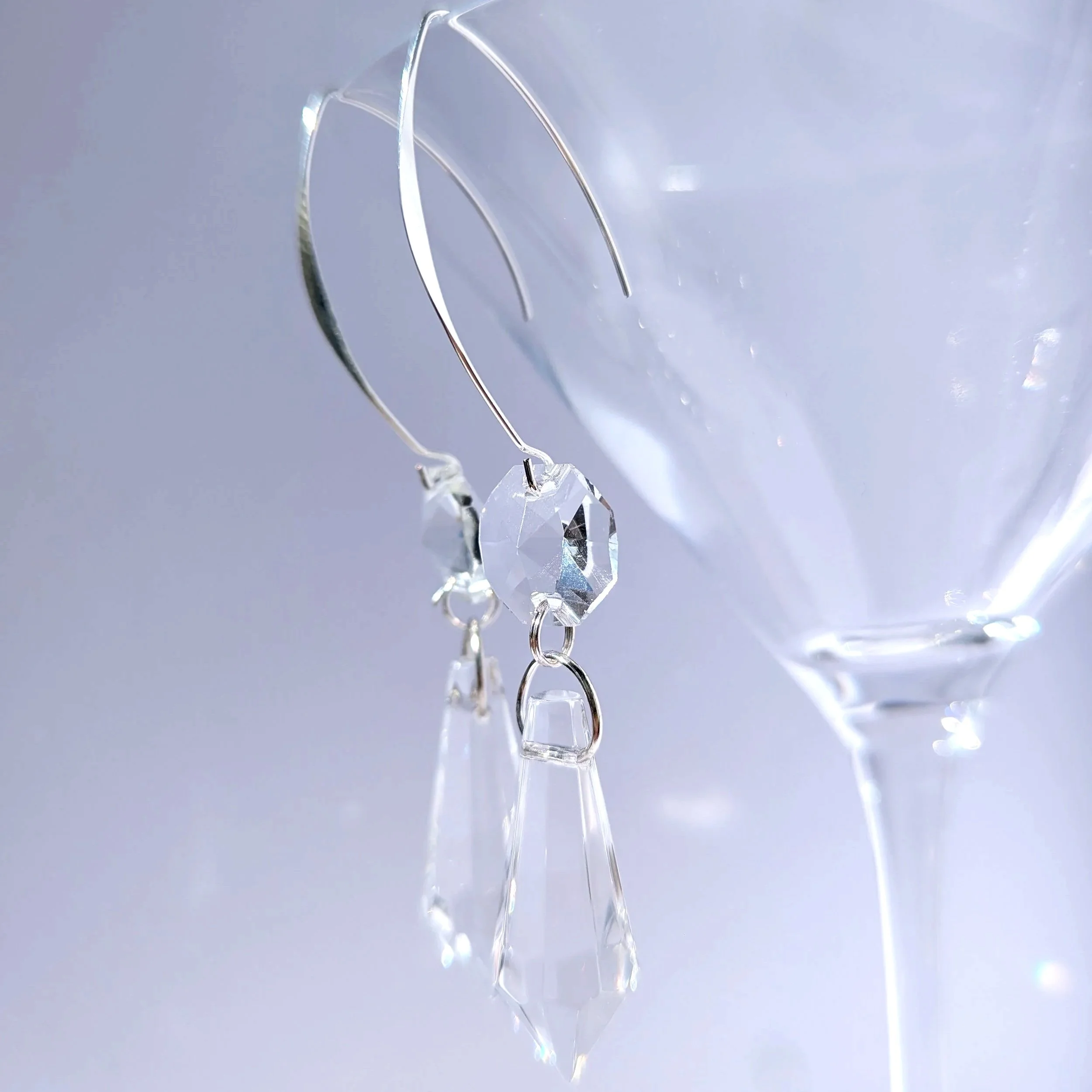 Reclaimed Crystal Chandelier Drop Earrings – Sterling Silver
