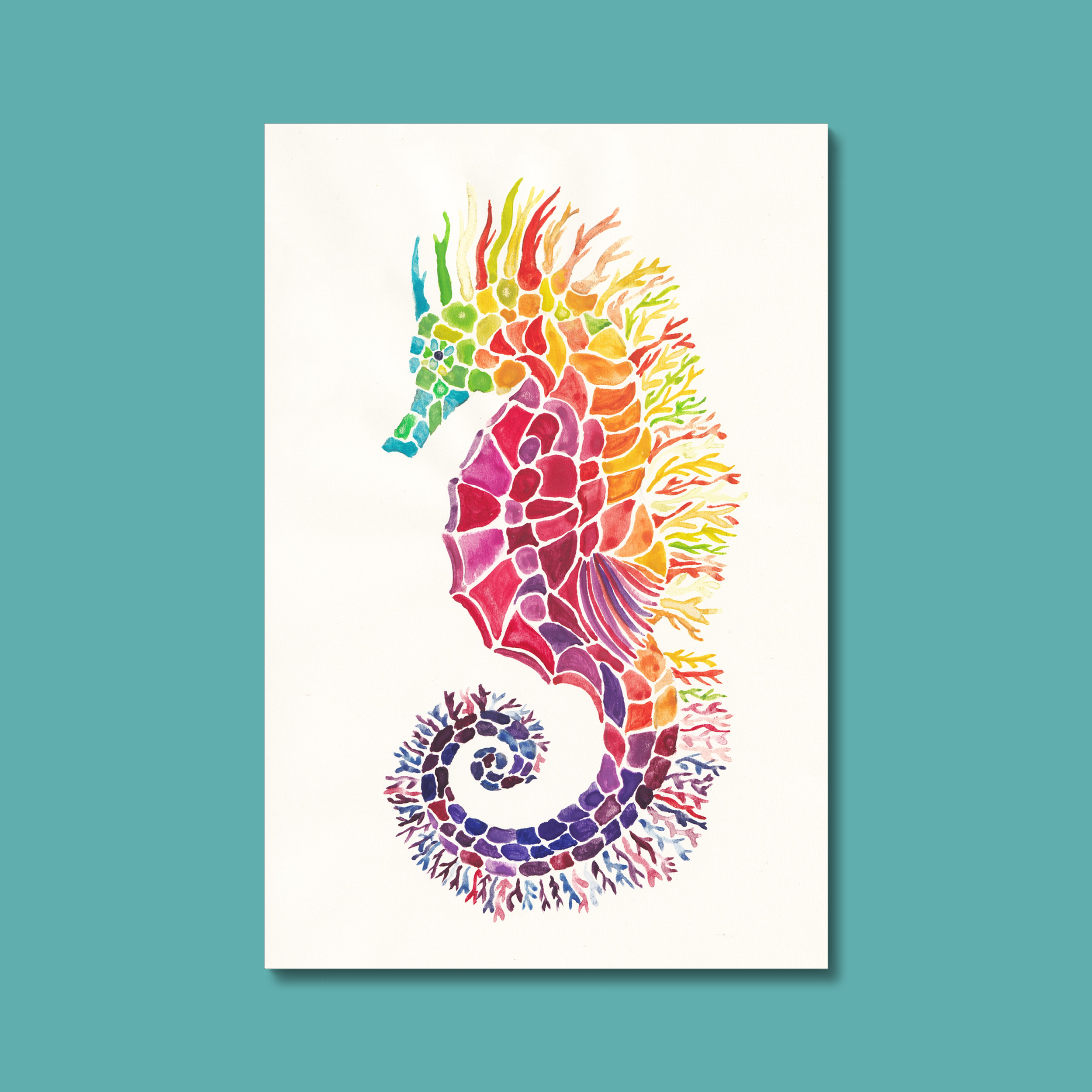 'The Kaleidoscope Voyager' Rainbow Seahorse Art Print