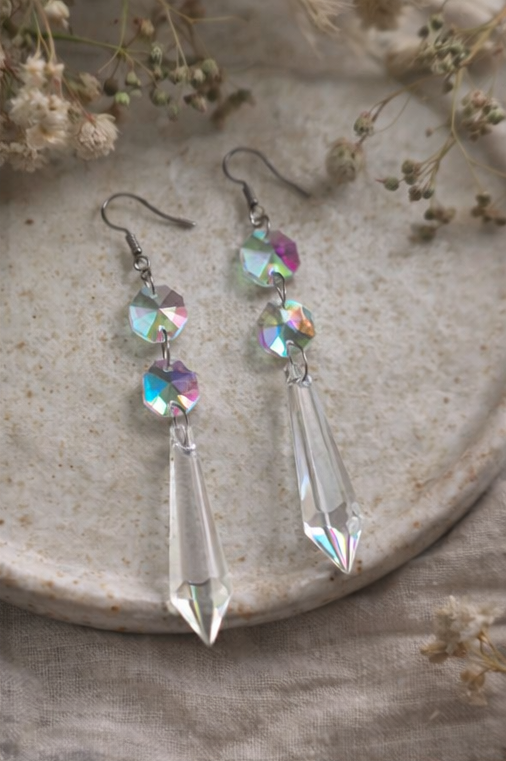 Reclaimed Crystal Chandelier Drop Earrings – Sterling Silver