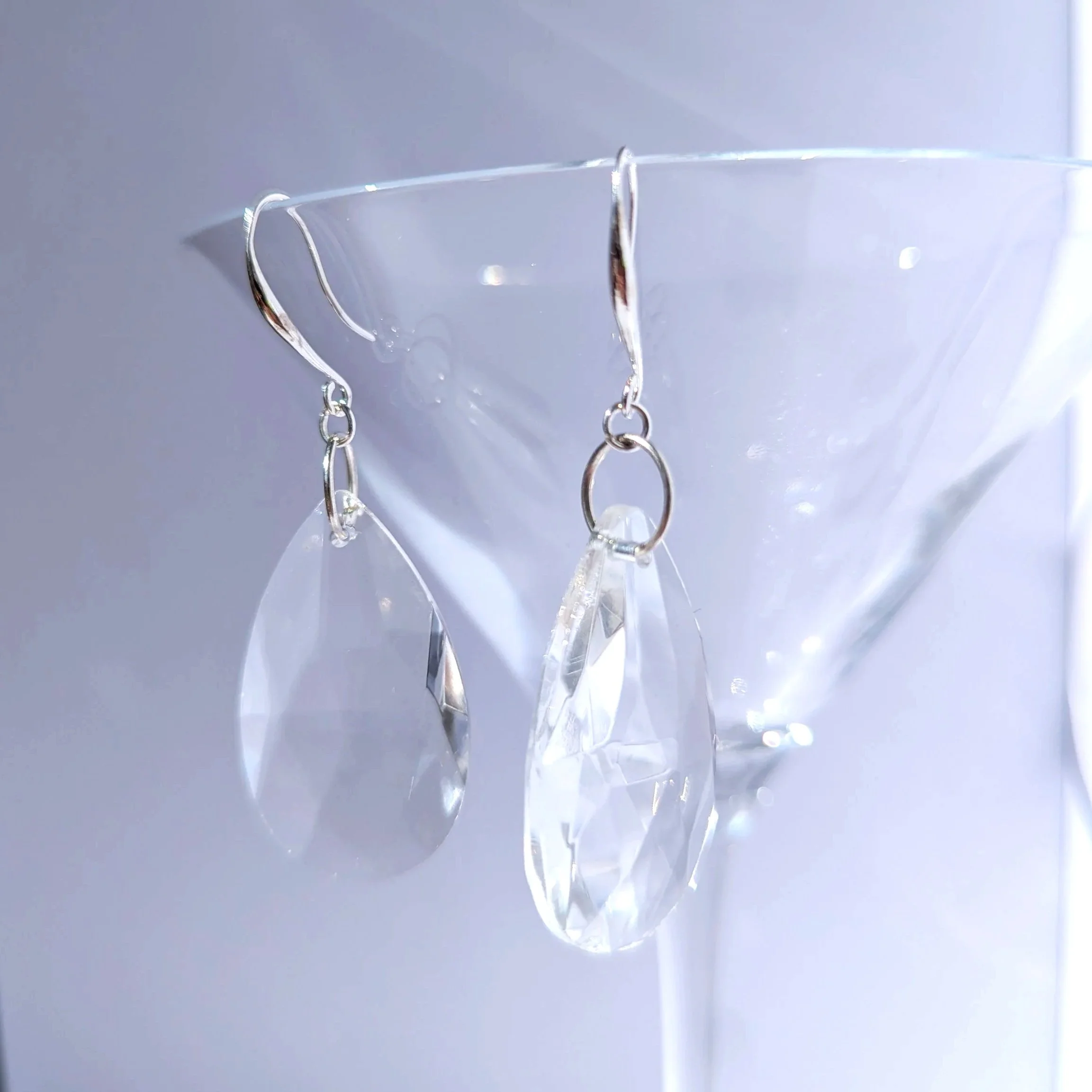 Reclaimed Crystal Teardrop Earrings – Sterling Silver