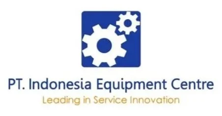 PT. Indonesia Equipment Centre logo with a blue background and gear icons, accompanied by the tagline 'Leading in Service Innovation'.