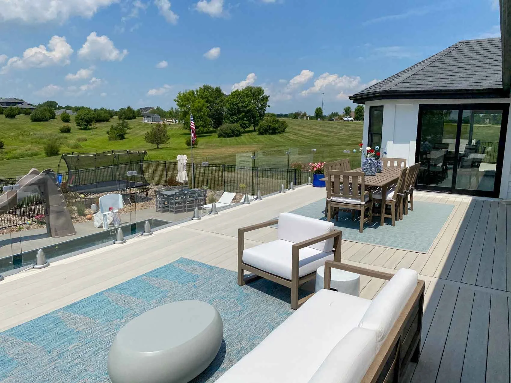 Deck with glass railing Norwalk IA