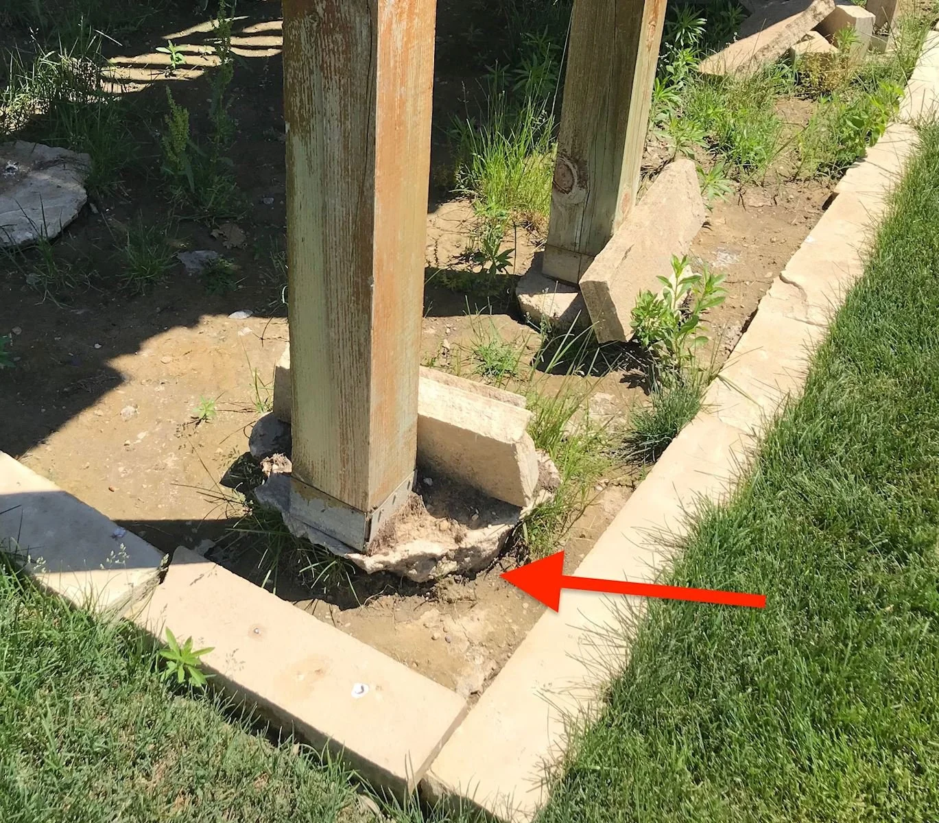 Bad deck footing heaving