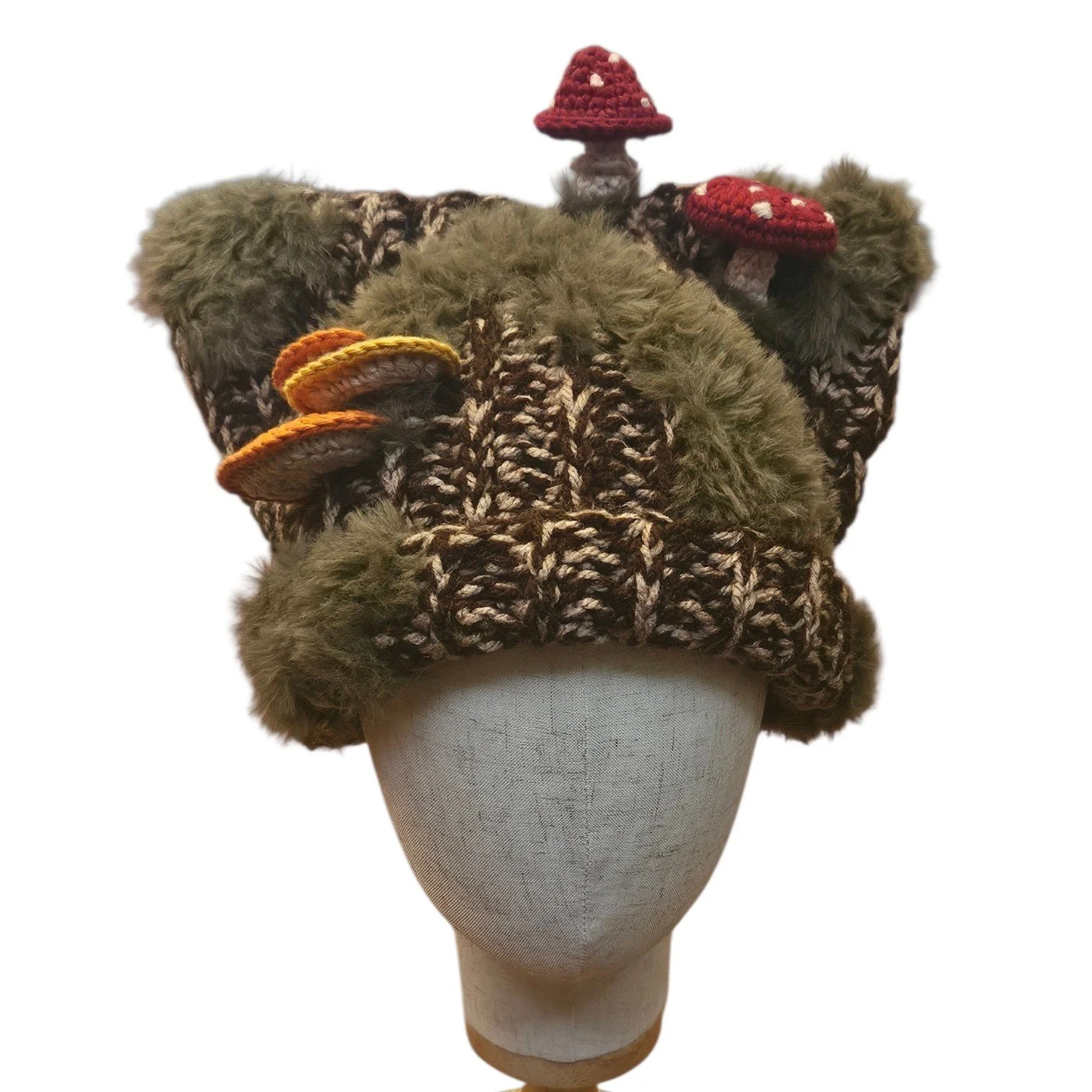 Woodland Toadstool Kitty Crocheted Hat