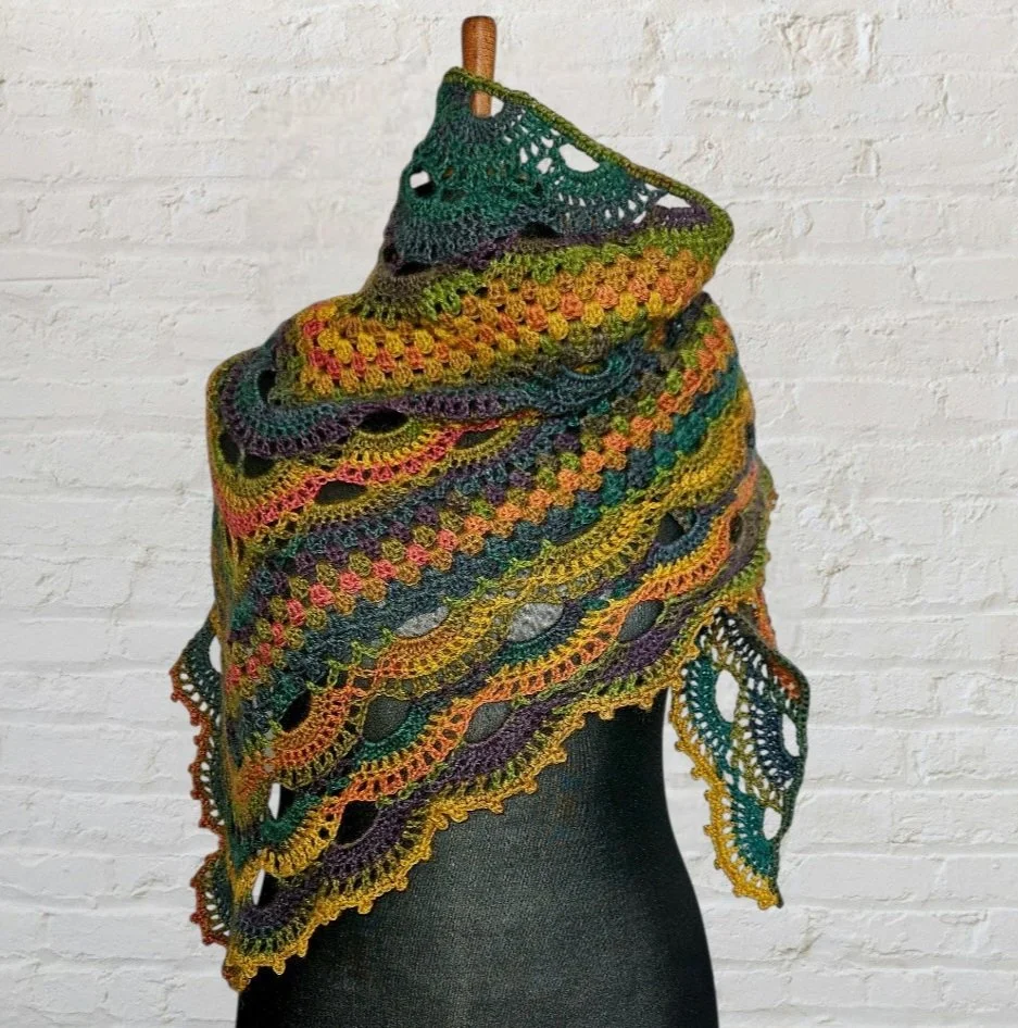 Extra large multiway crocheted triangular Scarf / Shawl