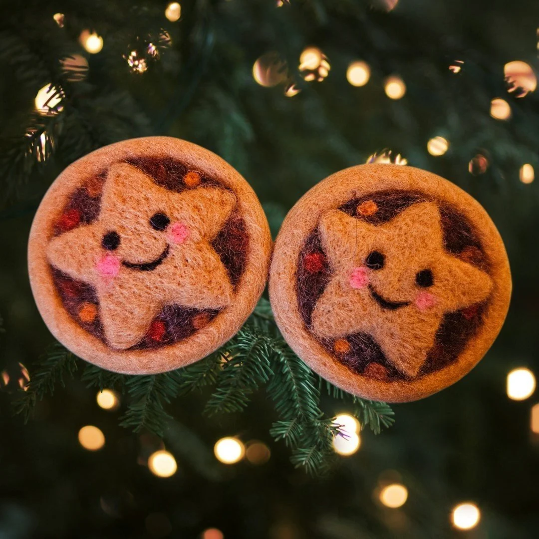 Festive Mince Pie Needle Felted Hanging decoration