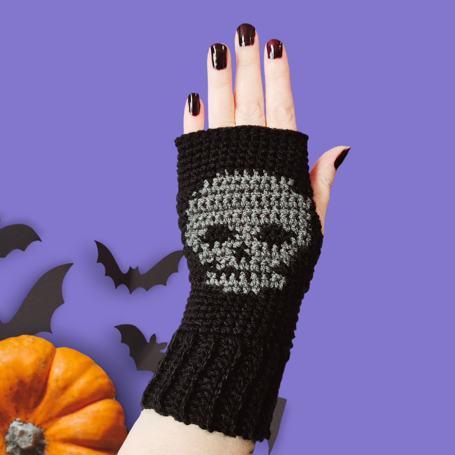 Skull Fingerless Gloves