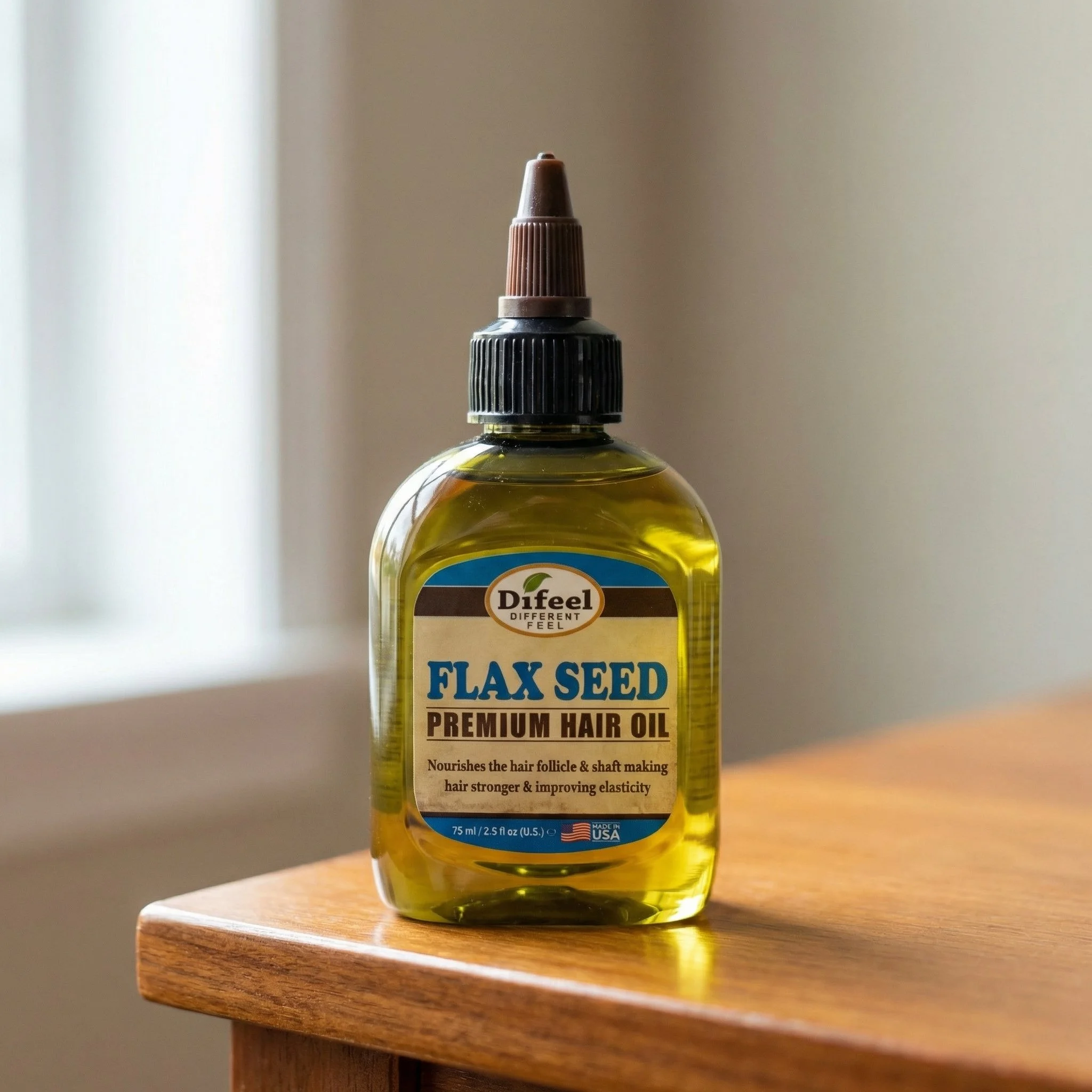 Difeel Premium Natural Hair Oil - Flax Seed Hair Oil 2.5 oz.