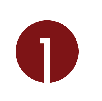 Number one inside a red circle.