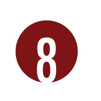 Red circle with a white number 8 in the center.