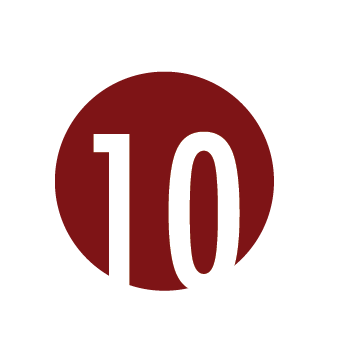 Number 10 inside a red circle or badge.