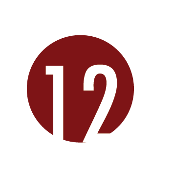 Number 12 inside a red circle with a black background.