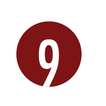A red circle with the white number 9 in the center.