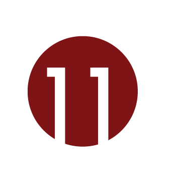 A black basketball jersey with the number 11 in white and a red circle behind the number.