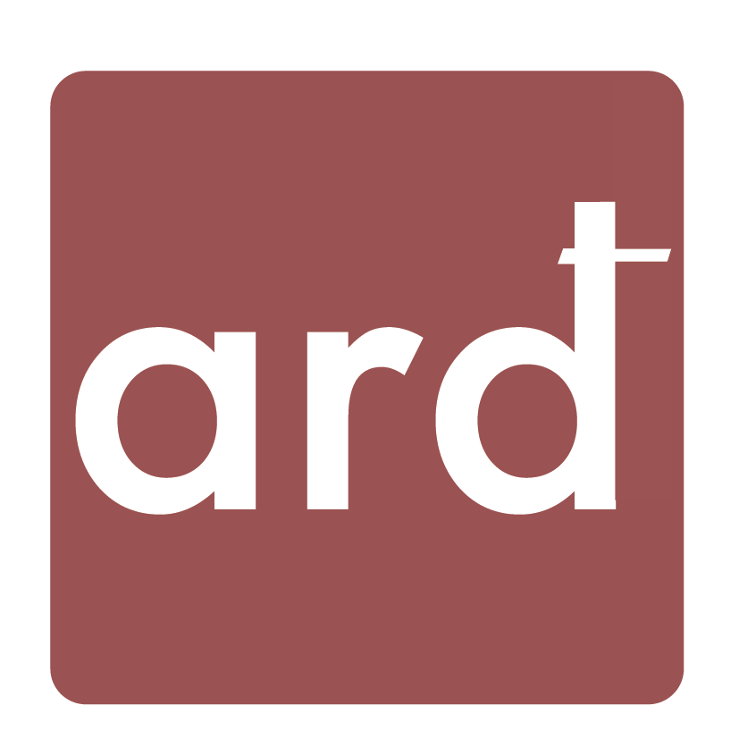 A square graphic with a reddish-brown background and the word "ard" in large white lowercase letters.