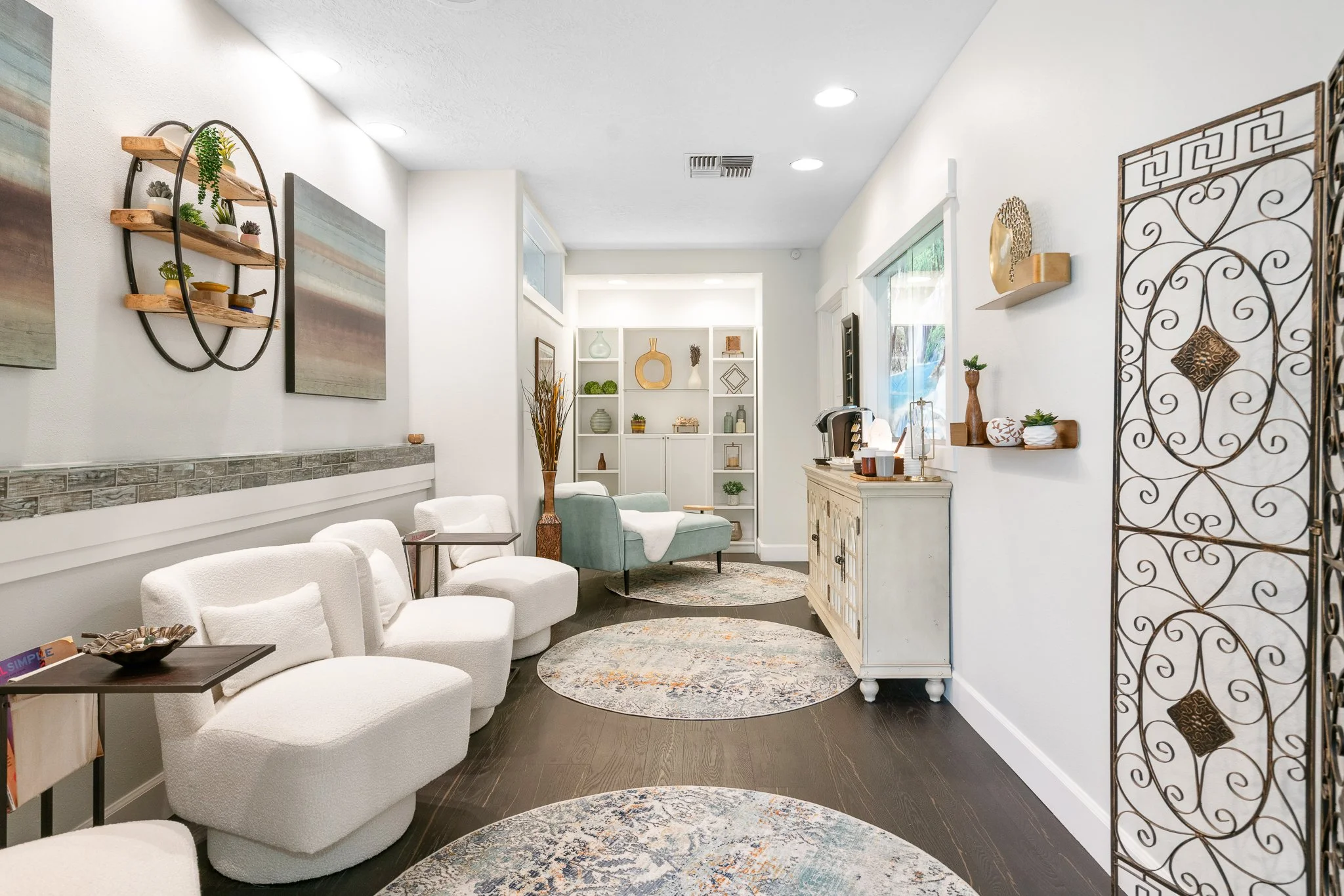 Spa room interior photographed for commercial wellness branding in Salem, Oregon.