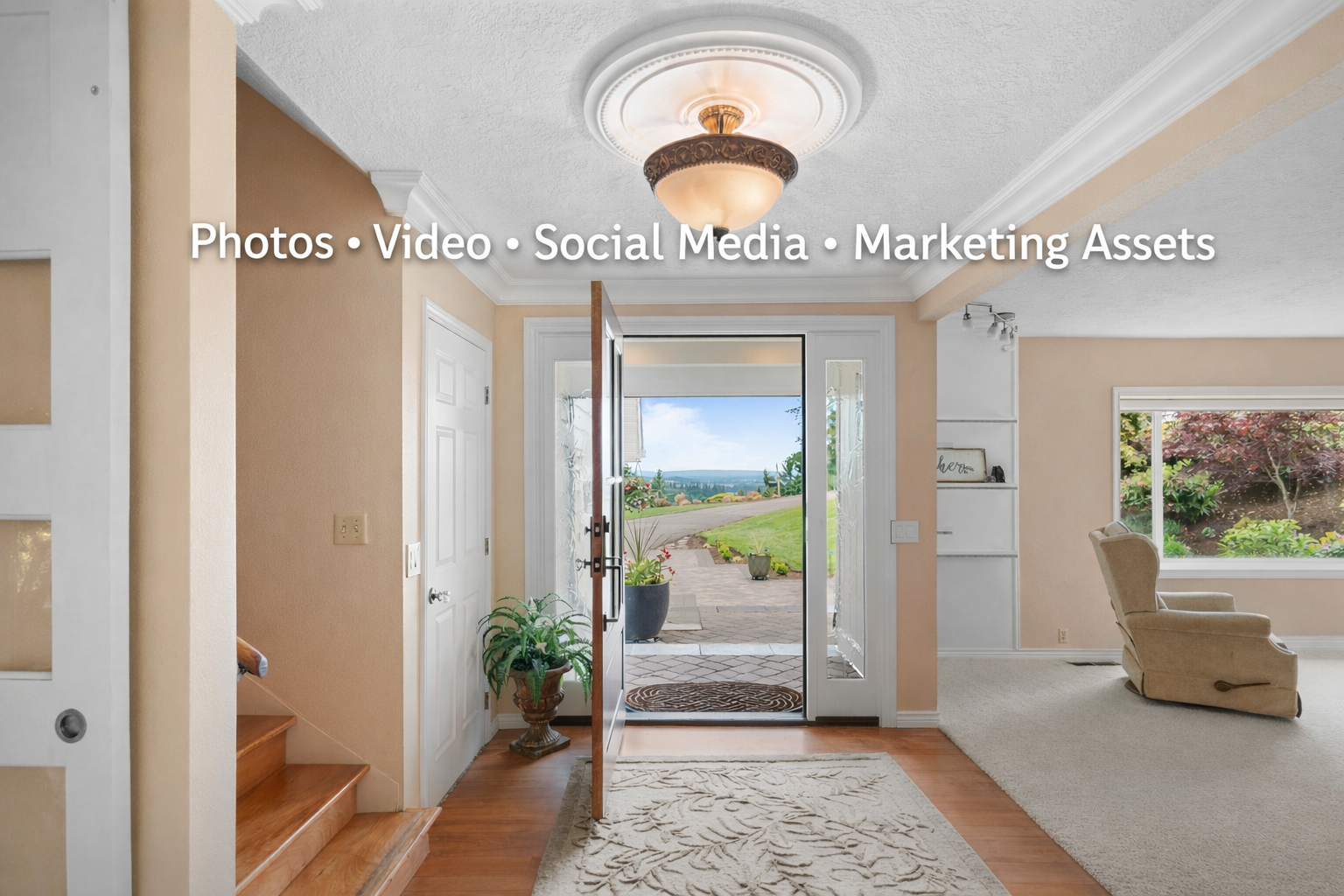 Turnkey property marketing kit featuring professional real estate photography, video, and social media assets