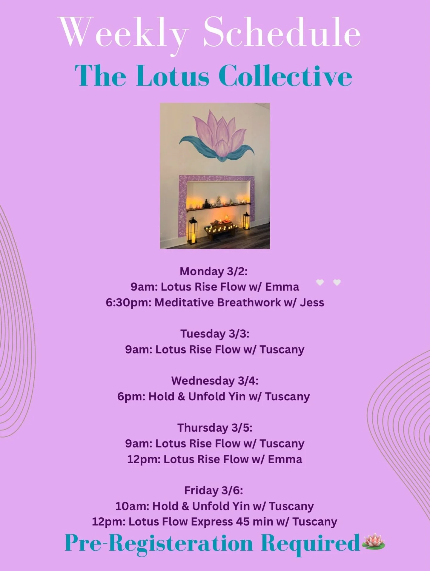 Happy Sunday loves!!!! Here&rsquo;s this week&rsquo;s schedule :) so excited for @emmmatod and @heartfelt.embodiment to teach tomorrow for the first time at the studio, yaya!!! Brielle is in Brazil this week so we&rsquo;re really happy to have Jess b