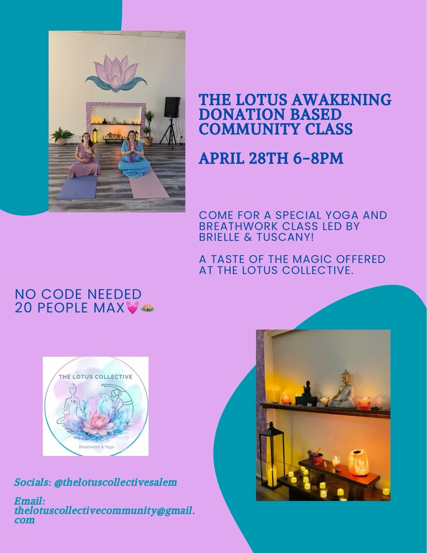 Happy Wednesday everyone!✨🪷 We are so excited to offer another collab in the space this month. This is a donation based class so donate what you can, as little as $1! Everything goes towards our mission of being able to give back classes to the comm