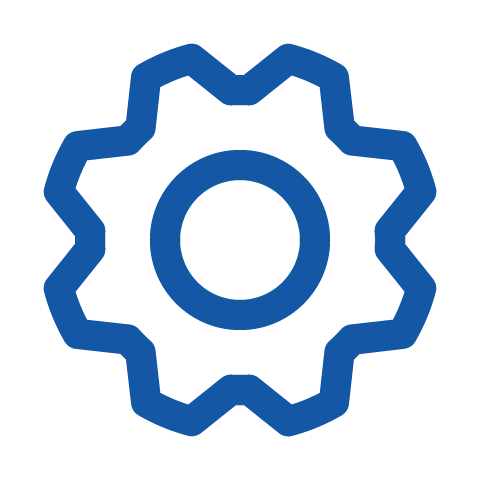 Icon of a gear or cogwheel, typically representing settings or configuration