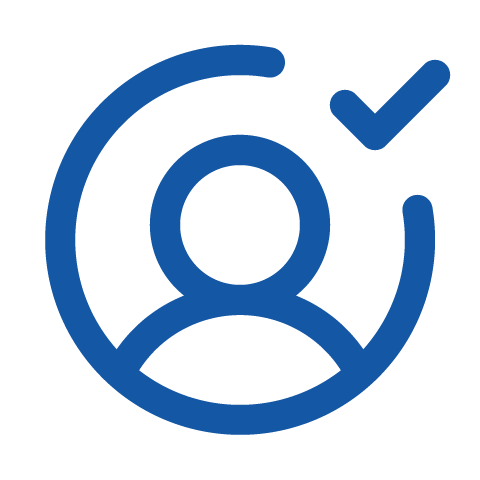 Blue user icon with a check mark next to the head