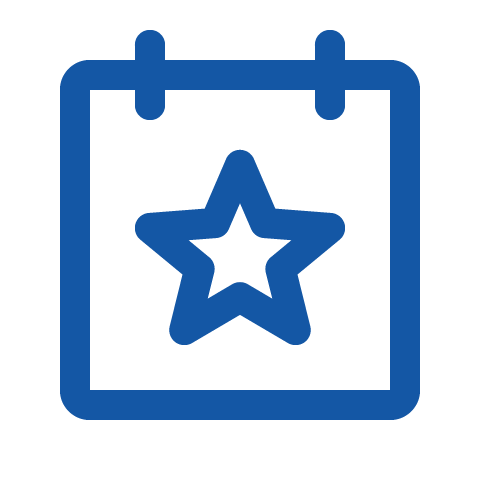 Icon of a calendar with a star in the center.