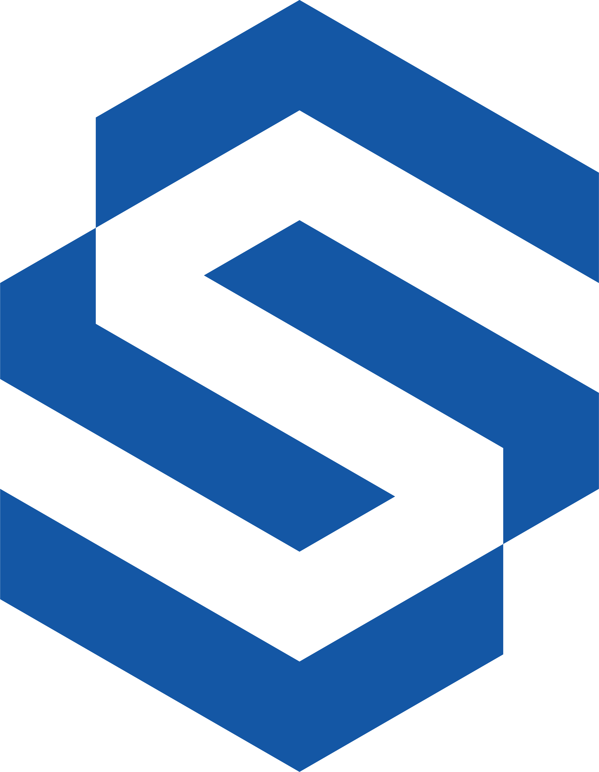 Stylized geometric logo with interlocking blue and black shapes forming an abstract 'S' design.