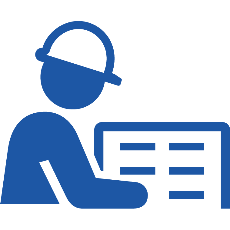 Thumbnail icon of a worker with A/C unit in blue color.
