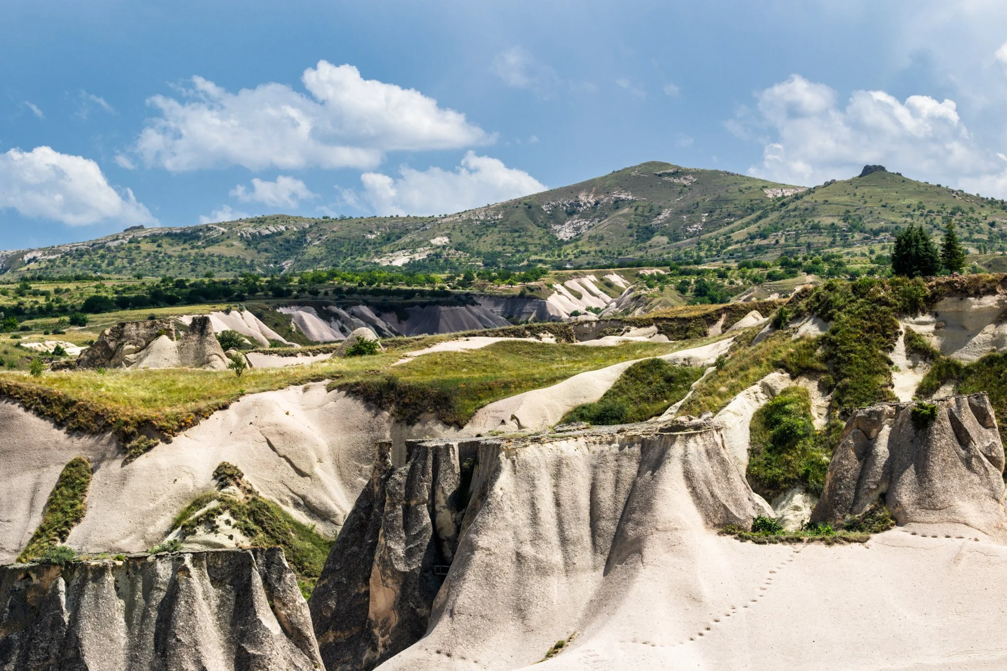 Landscape wall art photography print of Goreme Valley in Cappadocia Turkey with blue sky