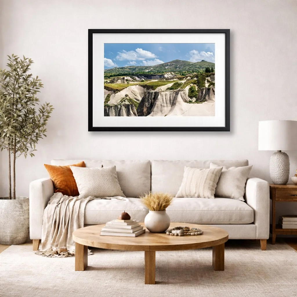 Goreme Valley Cappadocia wall art displayed in modern neutral living room interior